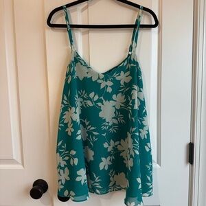 Torrid Teal Floral Sophie Chiffon Swing Cami 1X